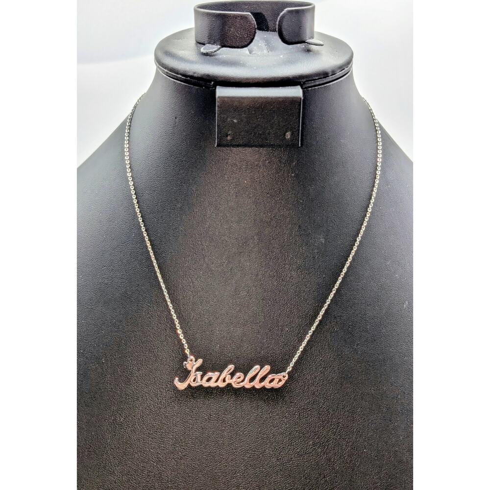 Silver Tone Cursive  'Isabella' Name 18" Necklace
